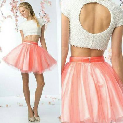 2017 Short Two Piece Homecoming Dress, White And..