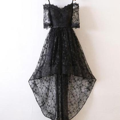 Black Lace High Low Prom Dress Black Lace Evening..
