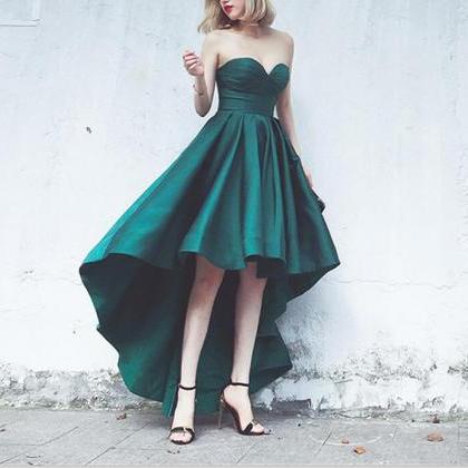 Dark Green Formal Dress Satin Sweet..