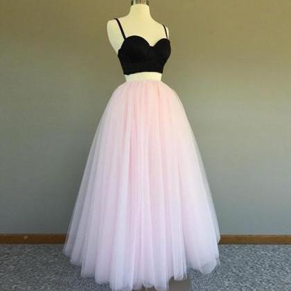 Cute Two Pieces Light Pink Long Prom Dress Evening..