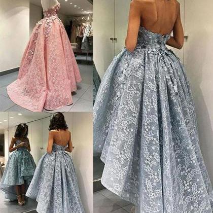 Charming Ball Gown Strapless Lace High-low Prom..
