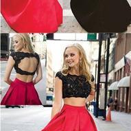 Charming Red And Black Two Pieces L..
