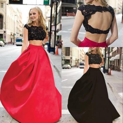 Charming Red And Black Two Pieces L..