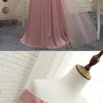 Pink Tulle Prom Evening Dresses
