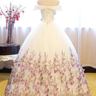 Off-the-shoulder Ball Gown Cap Sleeves Appliques..