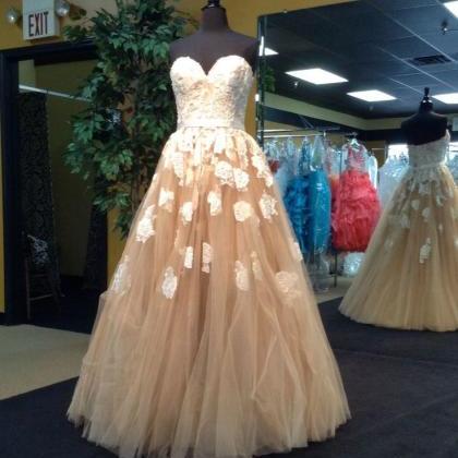Mild Floor Length Prom Dress - Champagne Princess..