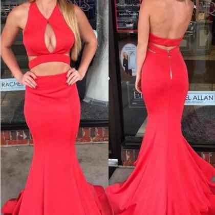 Mermaid Backless Red Prom Dress,Spe..