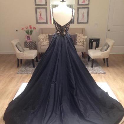 Black Prom Dress Deep V Neckline, Prom Dresses,..