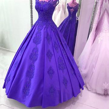 Lovely Lace Appliques Cap Sleeves Ball Gown Prom..