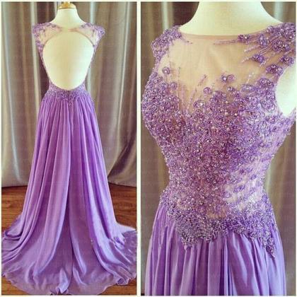 Charming A-line Backless Beaded Appliques Long..