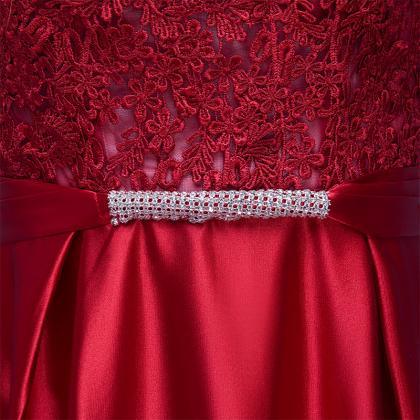 Red Prom Dress,a-line Lace Top Evening..