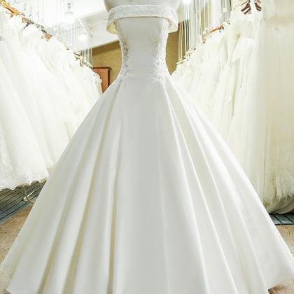 Long Bridal Dress, A-line Wedding Dress, Satin..
