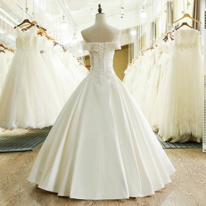 Long Bridal Dress, A-line Wedding Dress, Satin..