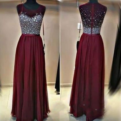 Burgundy Prom Dresses,long Evening Dress,charming..