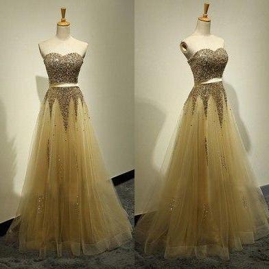 Long Prom Dress,charming Prom Dress,gold Prom..
