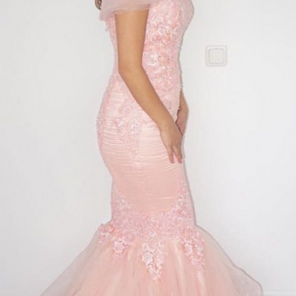 Blush pink prom dress,mermaid eveni..