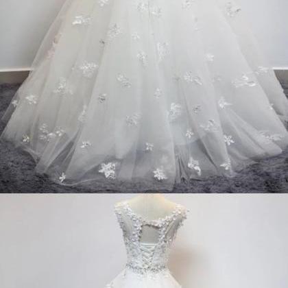 Ball Gown Scoop Neck Tulle Floor-length With..