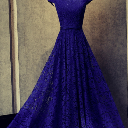 Beautiful Blue Prom Dresses, Elegant A-line Floor..