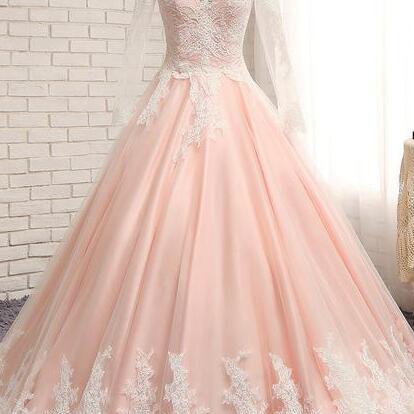 Lace Prom Dress,ball Gown Prom Dress,long Sleeves..