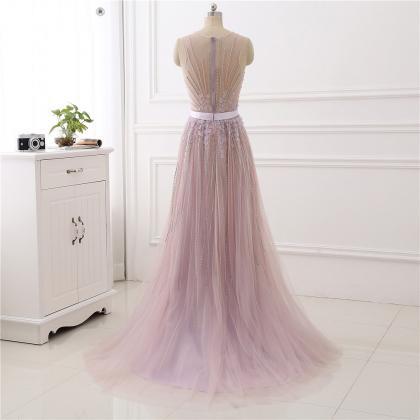 Unique Tulle Beaded Long Evening Dress, 3d Flower..