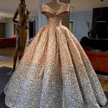 Bling Bling Off The Shoulder Ball Gown Wedding..