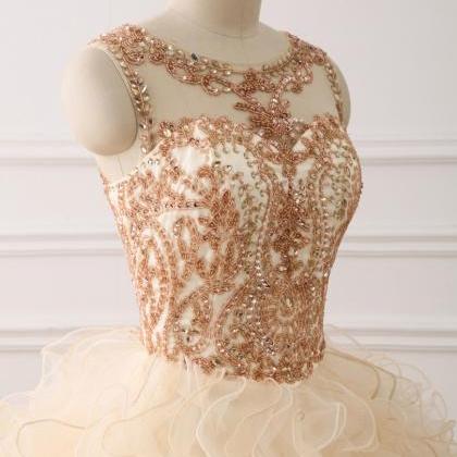 Champagne 2018 Quinceanera Dress Ball Gown Beaded..