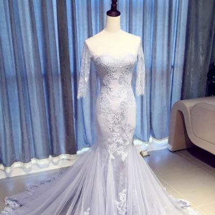 Mermaid Wedding Dress,appliques Lace Wedding..
