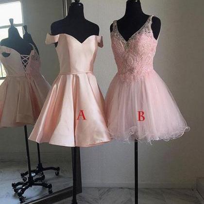 Pink Short Prom Dress, Cute Pink Homecoming Dress,..