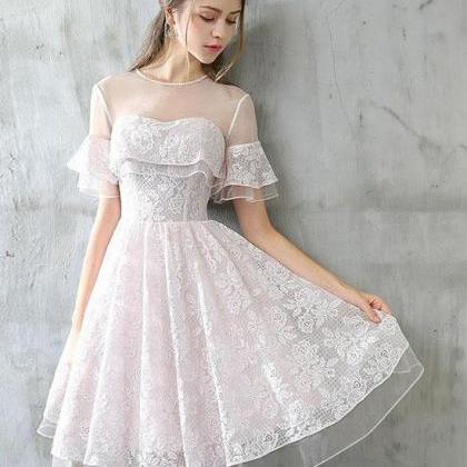 Cute Tulle Lace Short Prom Dress, Cute Homecoming..
