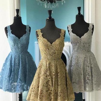 Cute Lace Short Prom Dress, Lace Homecoming Dress