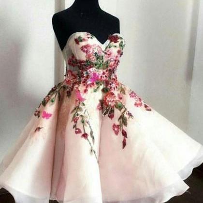 Cute Sweetheart Applique Short Prom Dress, Cute..