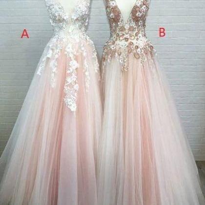 Pale Pink Tulle 2021 Blush Pink Prom Dress..