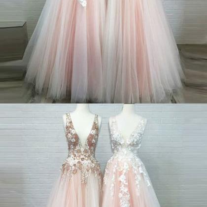 Pale Pink Tulle 2021 Blush Pink Prom Dress..