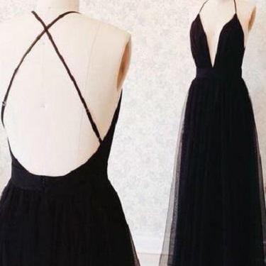 Black Prom Dress,long Prom Dress,backless Prom..