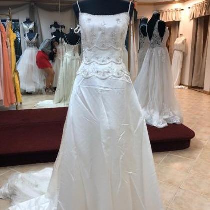 Ivory/silver Satin Gown Formal Wedding..