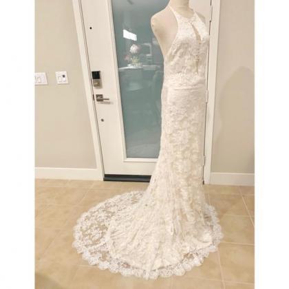 Ivory Anastasia French Lace Halter Gown Formal..
