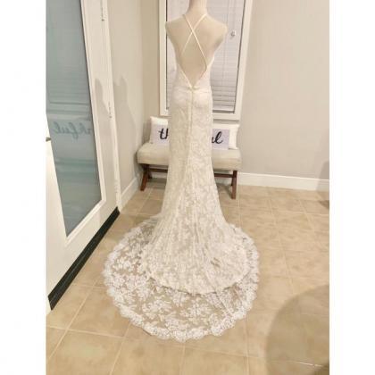 Ivory Anastasia French Lace Halter Gown Formal..
