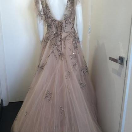 Rose Tulle Embellished Gown Formal Wedding..