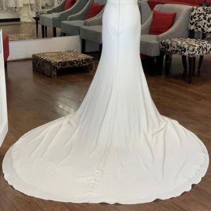 Ivory Crepe Formal Wedding Dress,pl0242