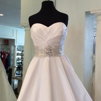 White/silver Taffeta Formal Wedding Dress,pl0260