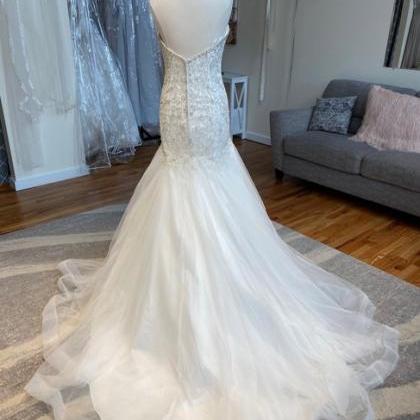 Ivory Tulle Over Satin Formal Wedding Dress,pl0302
