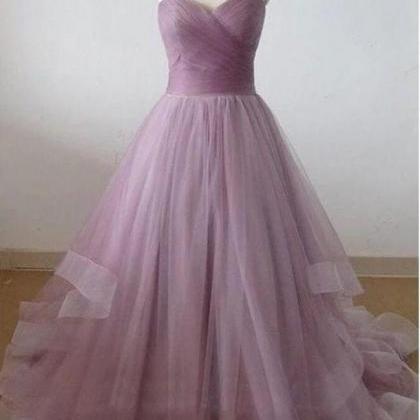 Real Photo Lilac Tulle Strapless High Low Tiered..