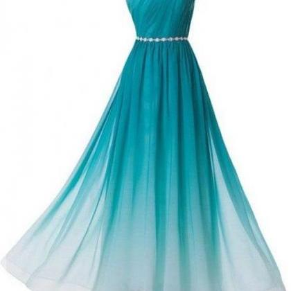 Peacock Green Gradient Chiffon Prom Dresses Party..