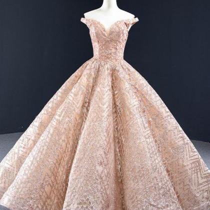 Sparkly Rose Gold Formal Ball Gown Evening..