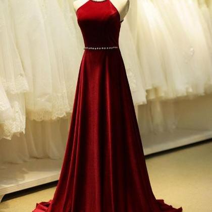 Red Velvet Long Formal Evening Dresss,pl0485