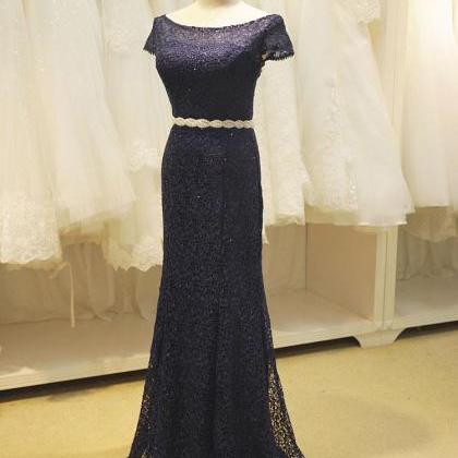 Navy Blue Elegant Long Formal Evening Gown,pl0493