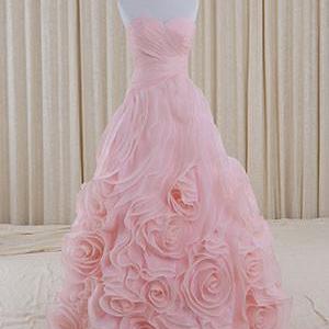 Pink Strapless Sweetheart Evening Dress With..