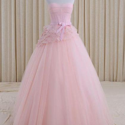 Strapless Blush Pink A-line Sweet Sixteen Prom..