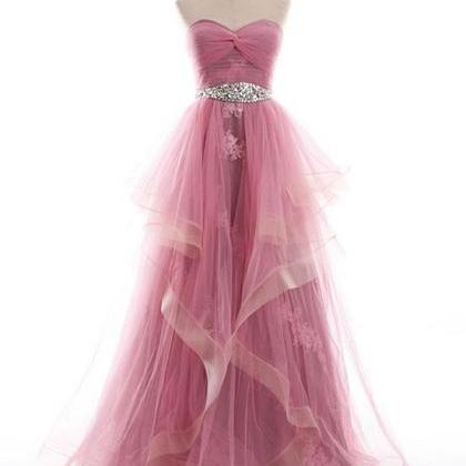 Purple Tulle Strapless Prom Pageant Evening..