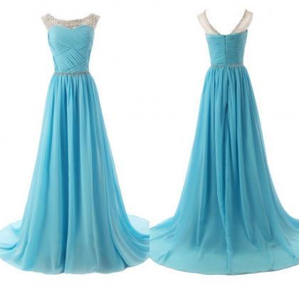 Blue Prom Gown,prom Dress Long,fashion Prom..